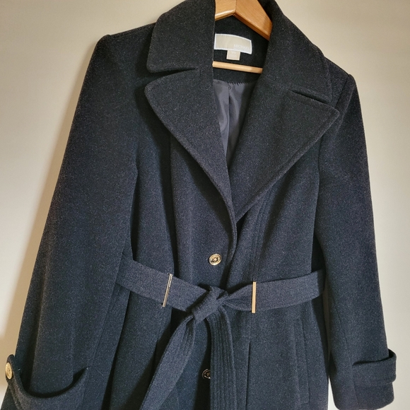 Michael Kors Womens Charcoal Gray Wool Blend Trench Coat Sz 16W - Picture 9 of 13